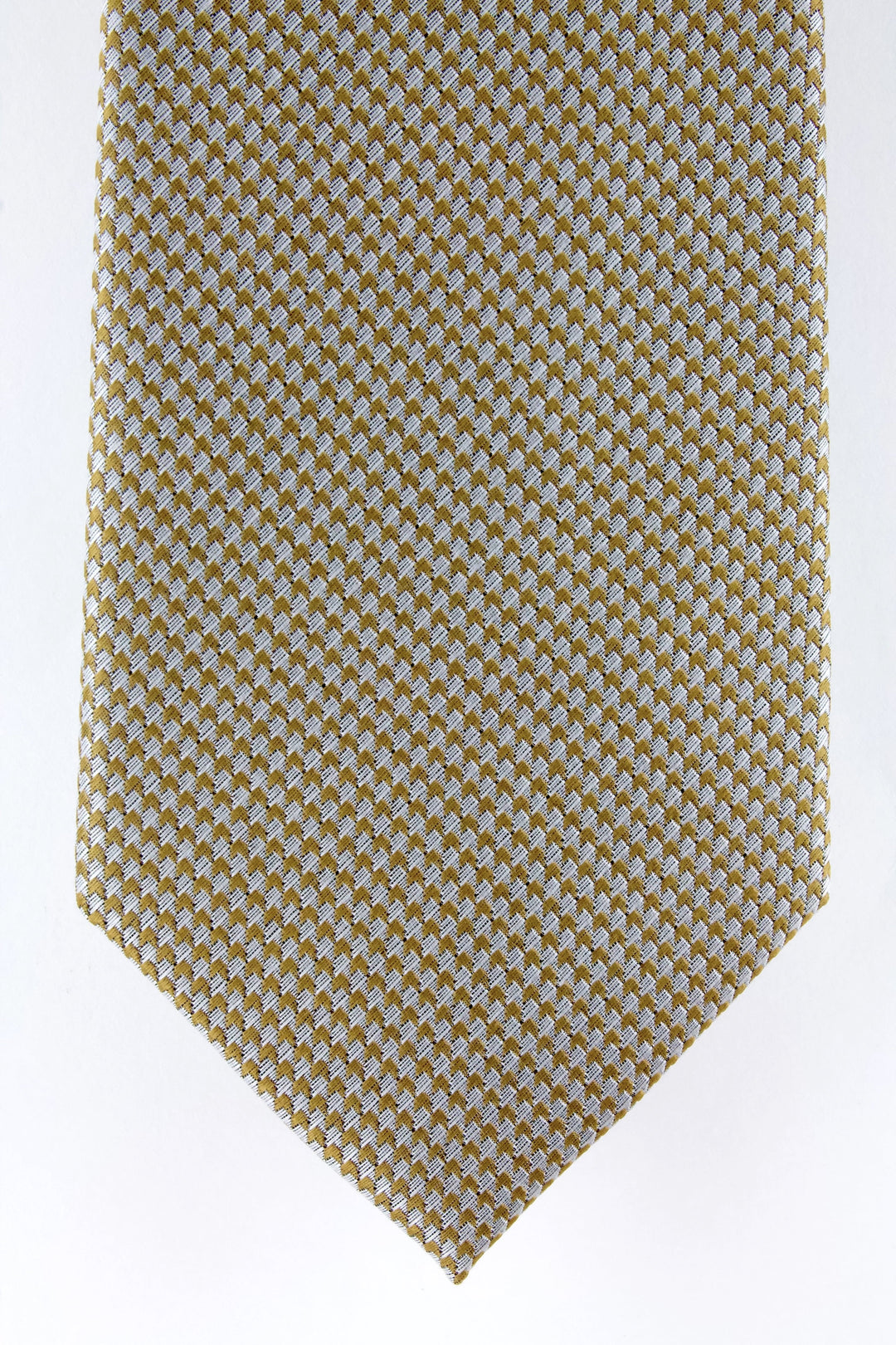 Cravate en soie tissée motif flèche beige