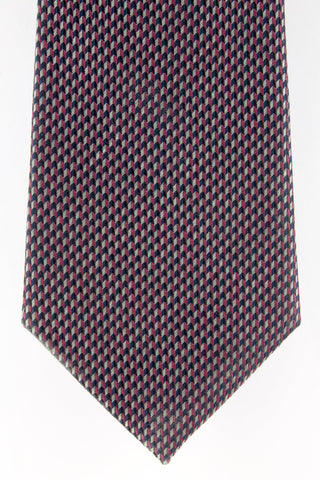 Cravate en soie tissée motif flèche 3D bordeaux