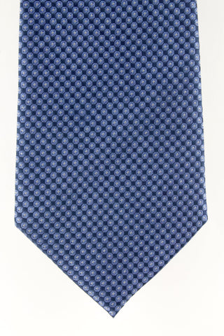 Cravate-8-cm-en-soie-tissee-motif-rond-bleu-ciel-et-marine