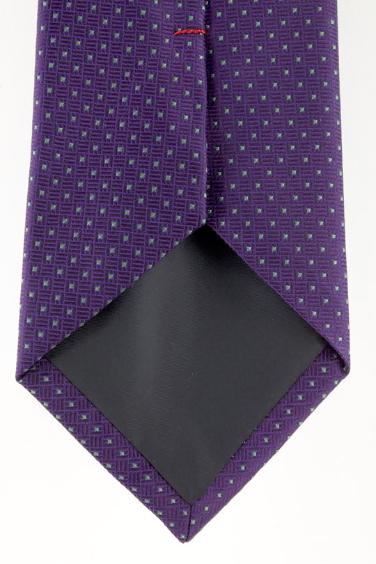 Cravate en soie tissée violette motif vert