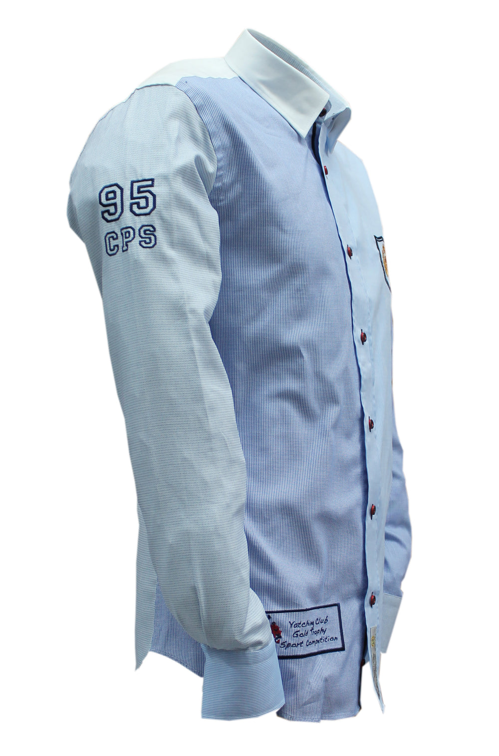 Embroidered sky blue multi sport chic shirt
