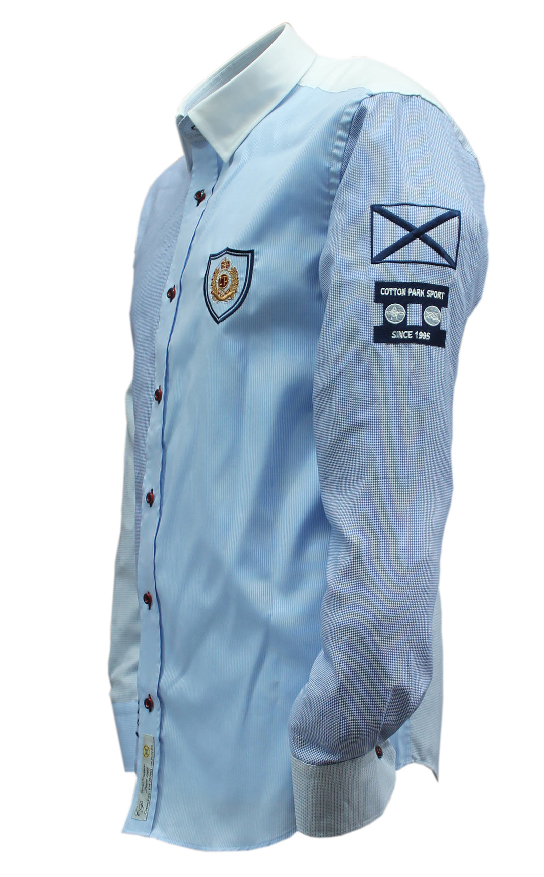 Embroidered sky blue multi sport chic shirt
