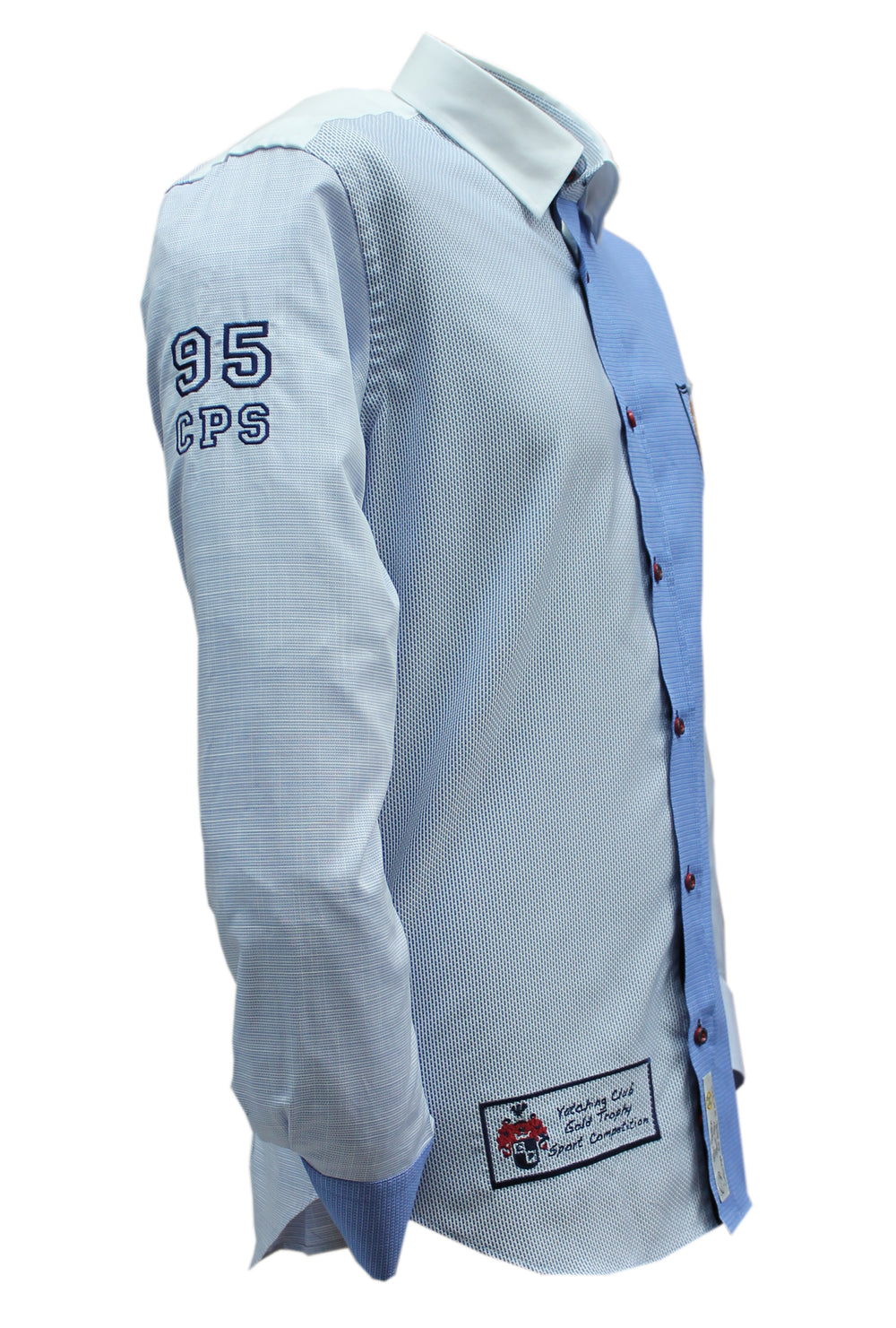 Embroidered multi blue chic sport shirt