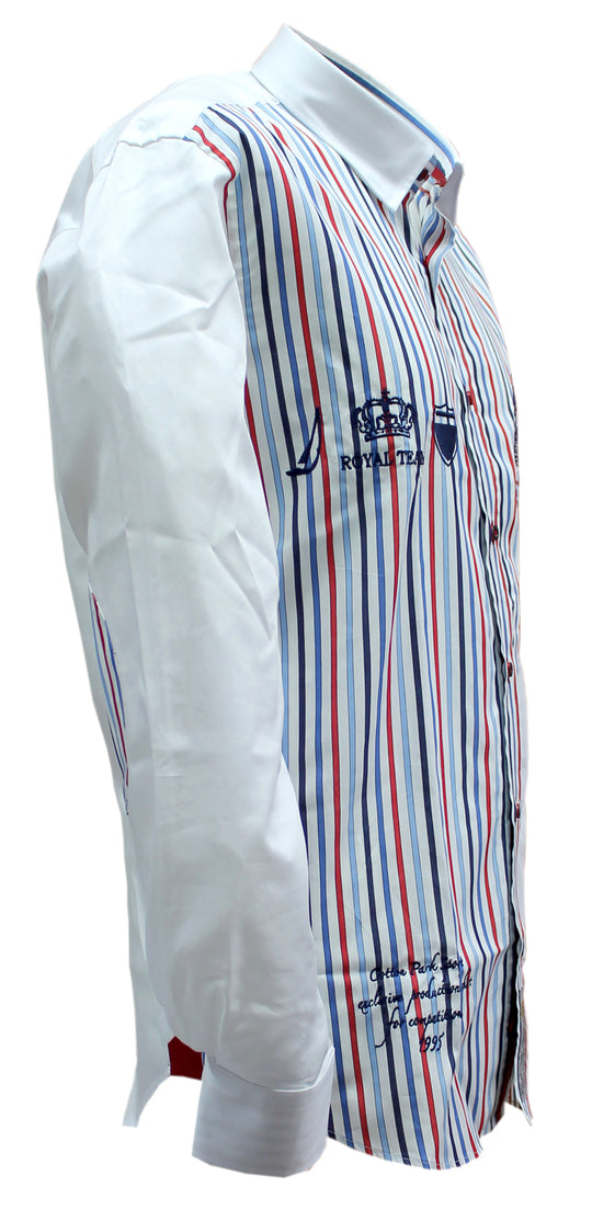 Embroidered light striped chic sport shirt