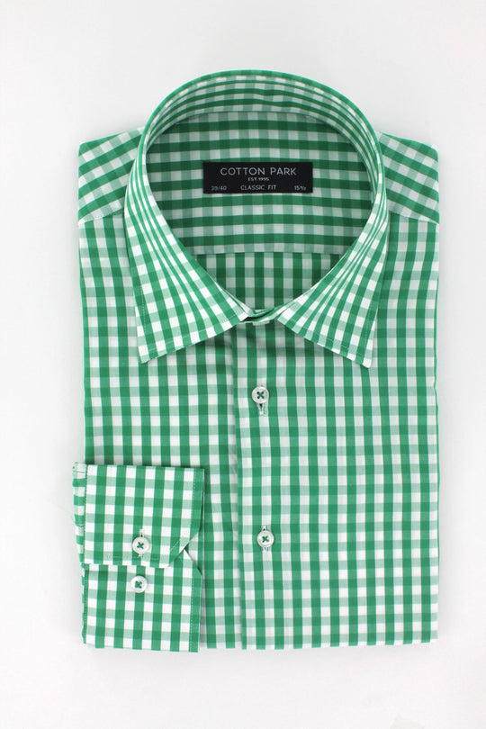 Green gingham poplin shirt