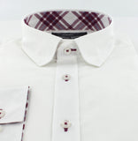 Chemise cintrée blanche opposition et coudières rouge | Cotton Park