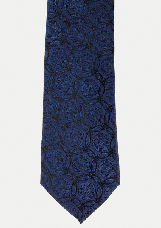 Cravate élégante pour homme bleue à motifs noirs | Cotton Park
