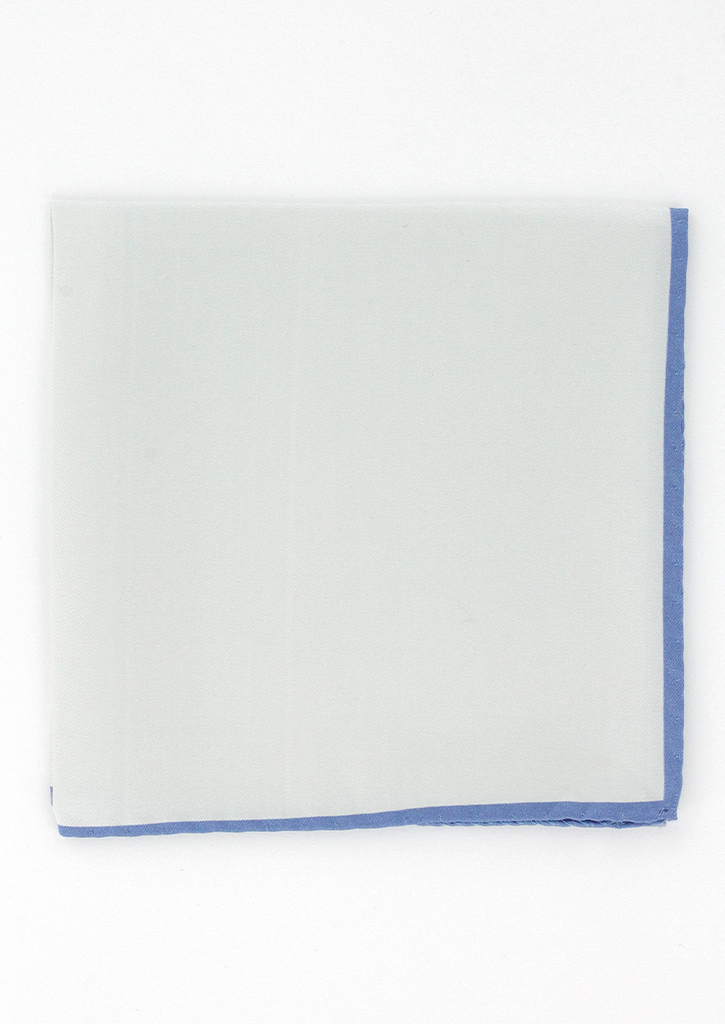 Pochette soie blanc et bleu ciel | Cotton Park