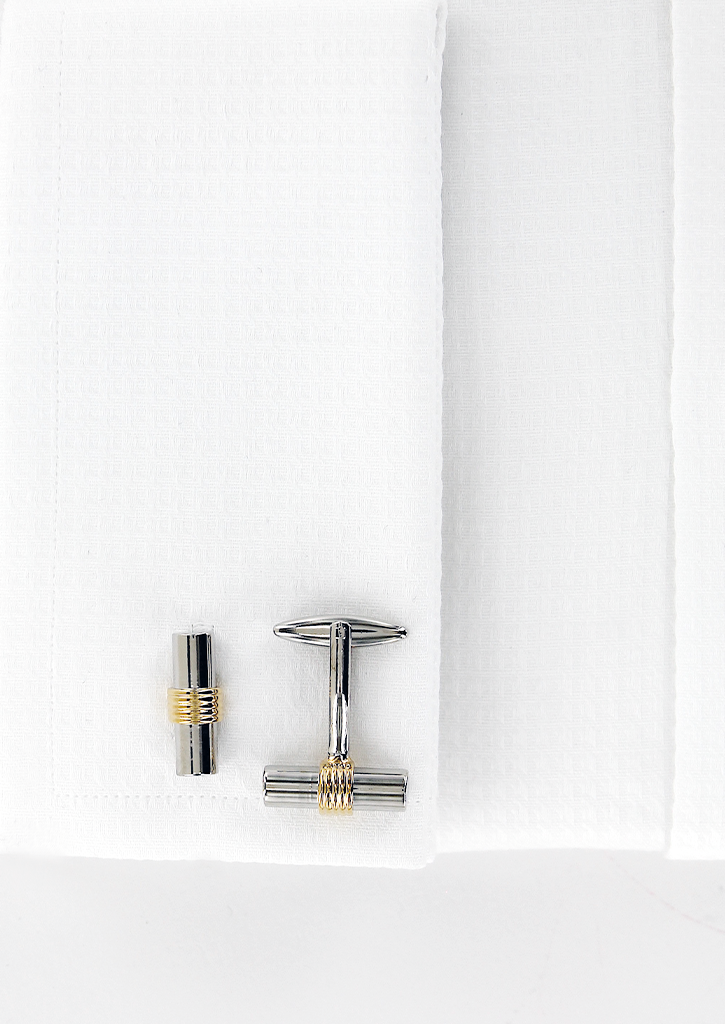 Boutons de manchettes cylindrique couleur argenté et doré | Cotton Park