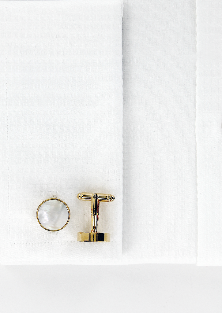 Boutons de manchettes cercle doré à effet nacré | Cotton Park