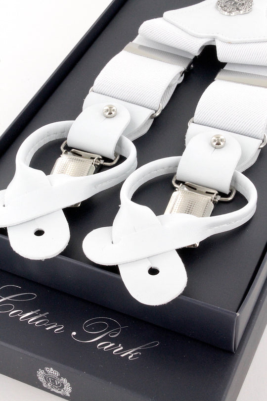 Bretelles ajustables de couleur blanc uni | Cotton Park