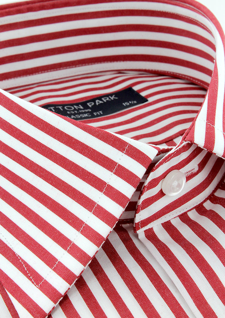 Chemise Business Rayures Rouges Chemise classique à rayures bâtons rouges | Cotton Park