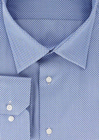 Chemise coupe droite bleu à motifs col français | Cotton Park