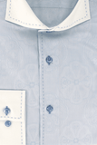 Chemise cintrée bleu ciel à oppositions blanc | Cotton Park