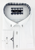 Chemise élégante pour homme blanche opposition à carreaux bleu | Cotton Park