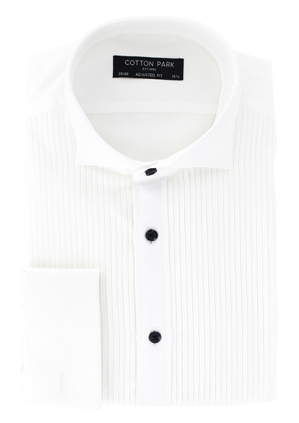 Chemise cintrée à plastron plissé pour homme de couleur blanche à col cassé | Cotton Park
