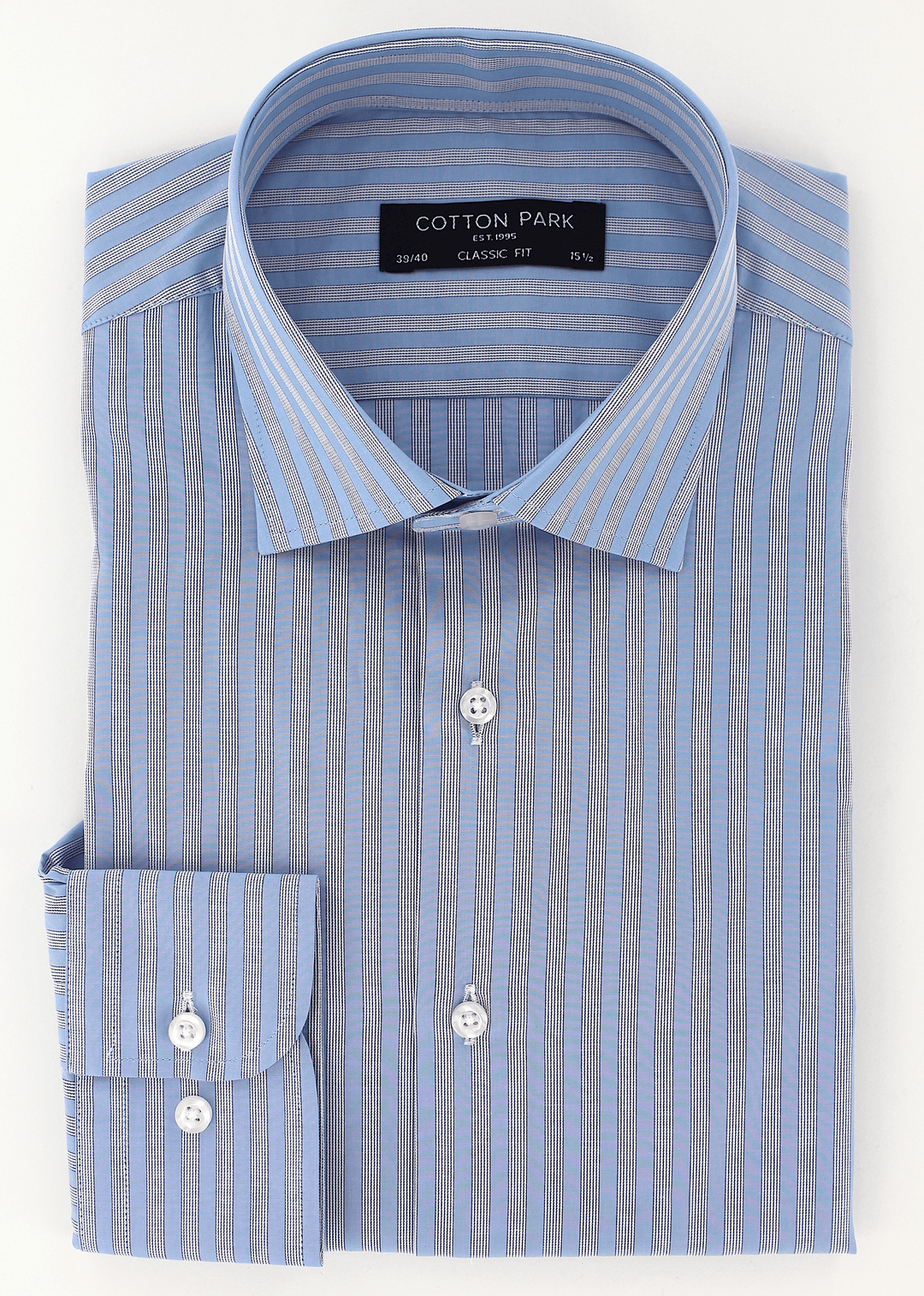 Chemise chic pour homme coupe classique bleu à rayures | Cotton Park