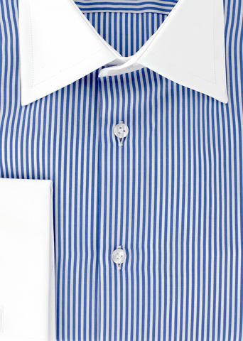 Chemise double retors à rayures fines bleu ciel | Cotton Park
