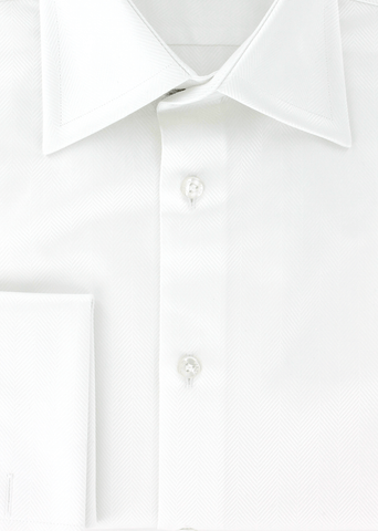 Chemise blanche double retors motif chevron | Cotton Park