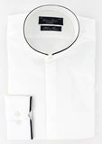 Chemise pour homme col mao de couleur blanche à biais noir pour cérémonie | Cotton Park