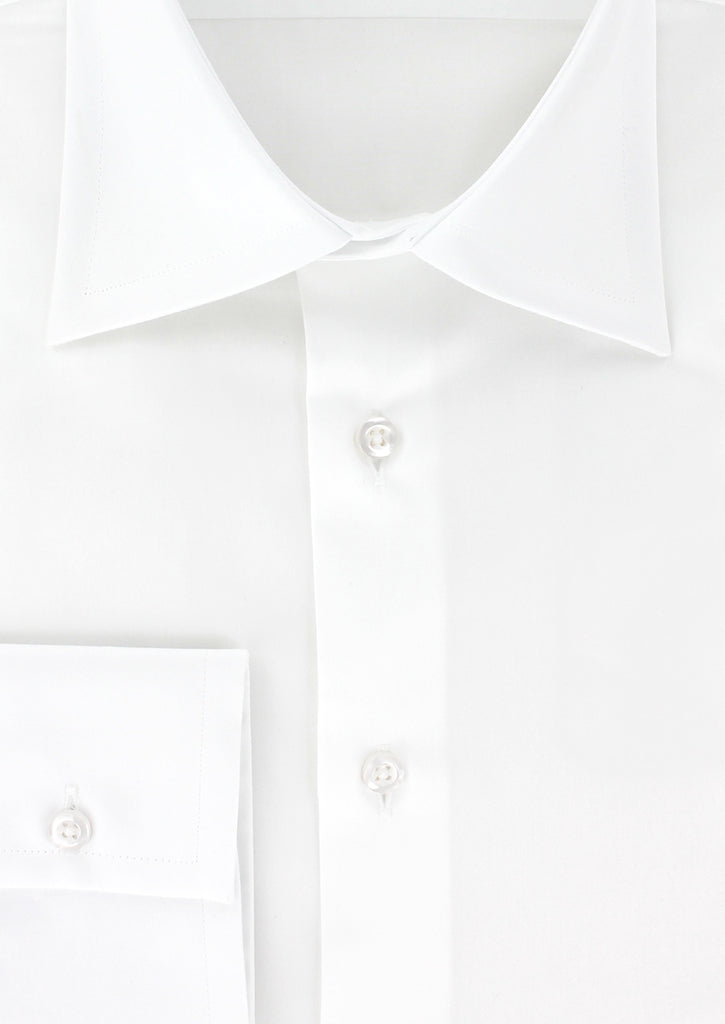Chemise pour homme cintrée blanche poignets mousquetaires et poignets simples | Cotton Park