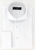 Chemise pour homme slim en satin de coton blanc col italien | Cotton Park