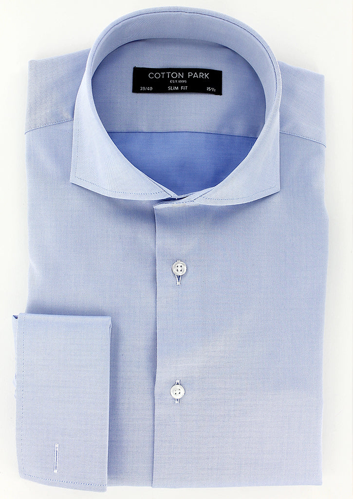 Chemise chic pour homme cintrée bleu ciel double retors | Cotton Park