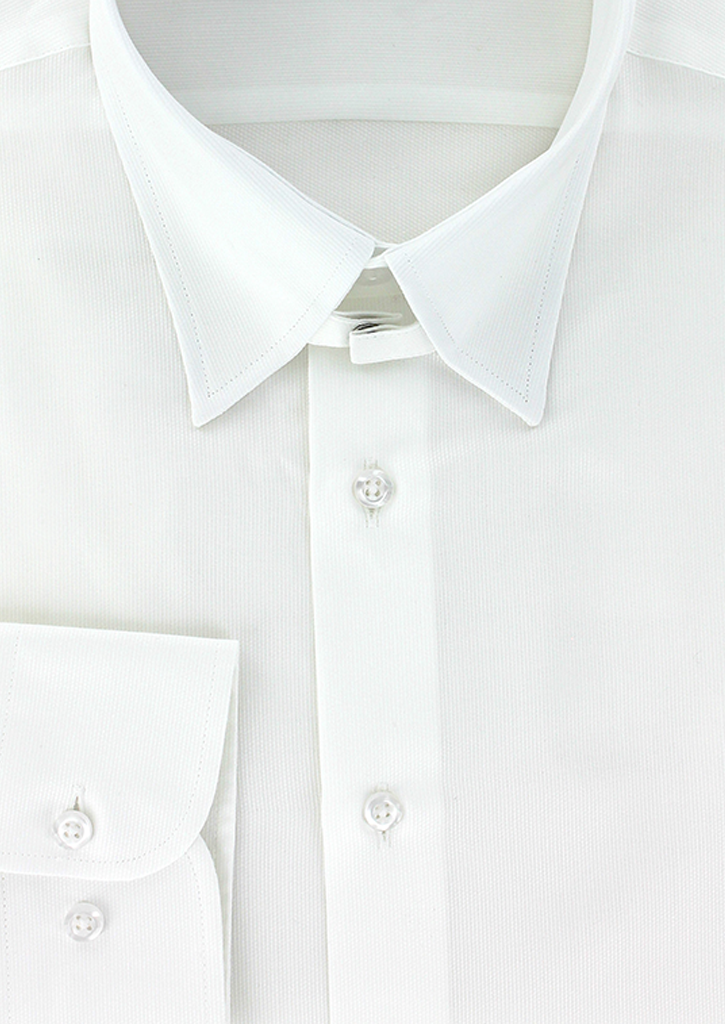 White piqué cotton shirt with tab collar