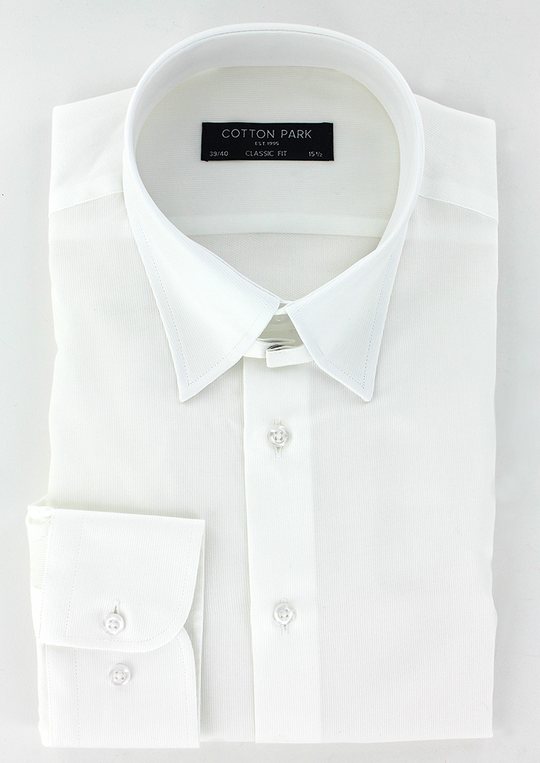 White piqué cotton shirt with tab collar
