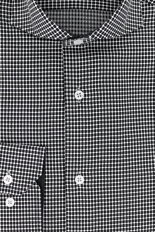 Chemise cintrée blanche à motifs noirs | Cotton Park
