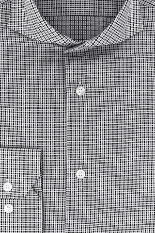 Chemise cintrée blanche à motifs noirs et gris | Cotton Park