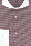 Chemise cintrée à motifs pied-de-poule rouges et à oppositions blancs | Cotton Park