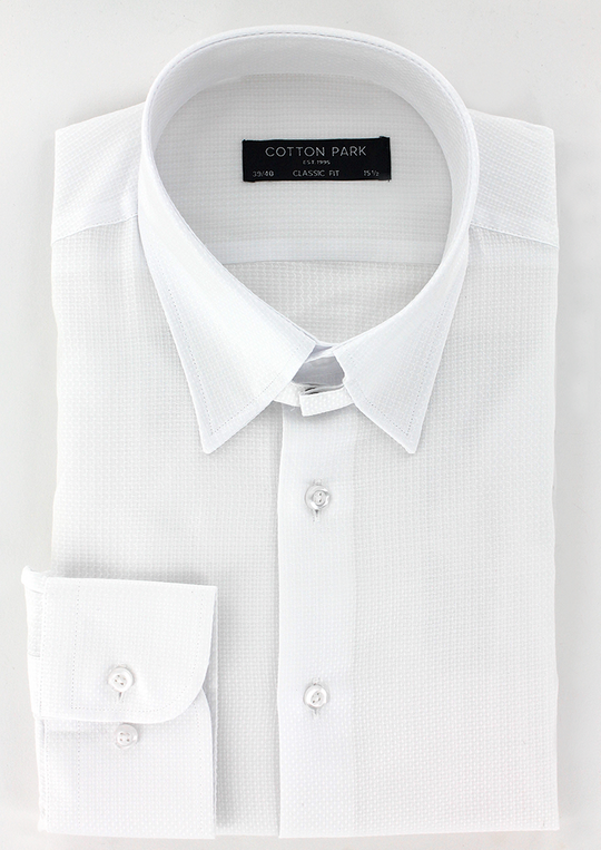 White dobby tab collar shirt