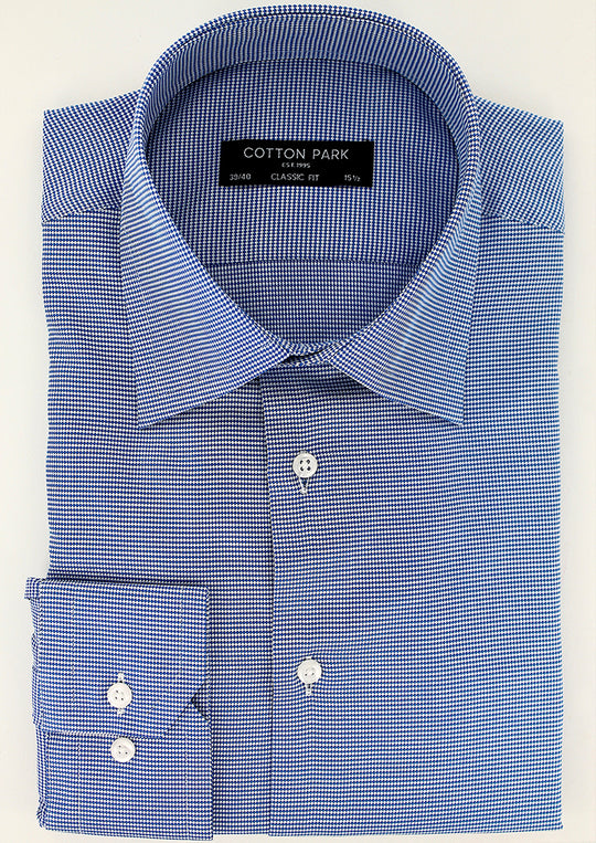 Chemise élégante pour homme en pied de poule bleu ciel | Cotton Park