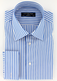 Chemise élégante à rayures bleu poignets mousquetaires | Cotton Park