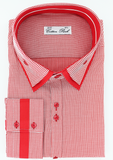 Chemise grande taille rouge à motif pied de poule blanc | Cotton Park