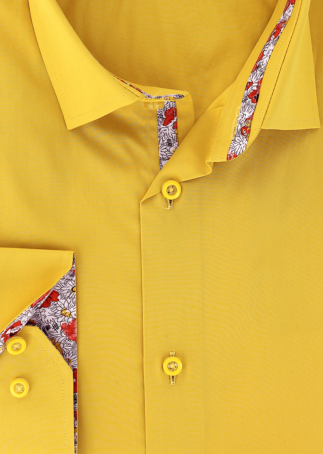 Chemise cintrée jaune opposition à motifs | Cotton Park