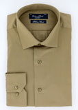 Chemise élégante pour homme en coupe cintrée de couleur kaki | Cotton Park
