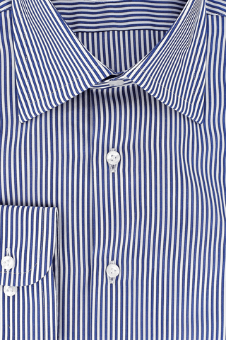 Chemise double retors à rayures fines bleues | Cotton Park