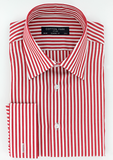 Chemise élégante pour homme à rayures rouges poignets mousquetaires | Cotton Park