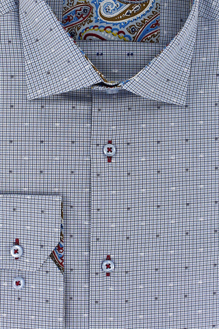 Chemise classique petits carreaux bleu gris | Cotton Park