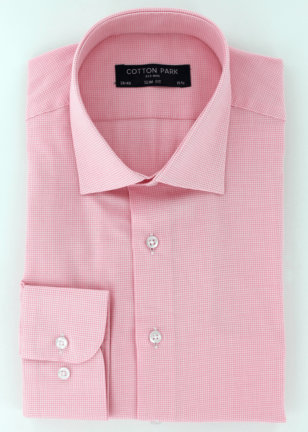 Chemise chic pour homme en coupe cintrée rose à motifs pied-de-poule | Cotton Park