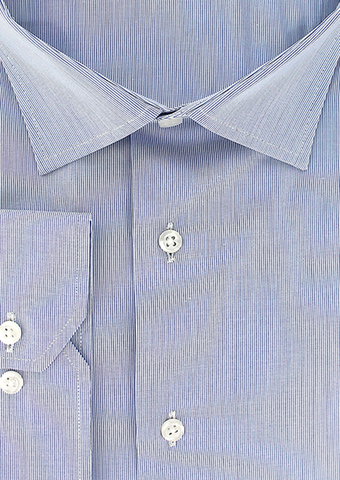 Chemise grande taille à rayures fines bleu ciel | Cotton Park