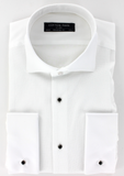 Chemise élégante pour homme de couleur blanche col cassé cintrée à plastron natté | Cotton Park