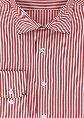 Chemise cintrée rouge à rayures bâtons | Cotton Park