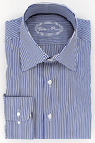 Chemise élégante pour homme double retors à rayures fines bleues | Cotton Park