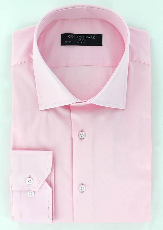Chemise élégante pour homme coupe en satin de coton rose pâle | Cotton Park