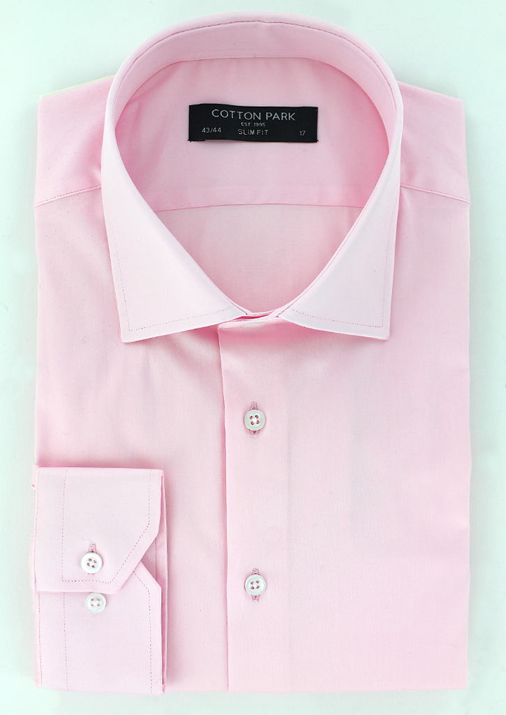 Pale pink cotton sateen slim fit shirt Cotton Park