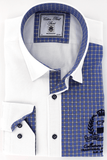 Chemise élégante pour homme brodée sport chic carreaux bleus | Cotton Park