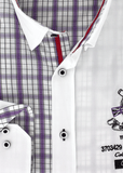 Chemise pour homme style sport chic carreaux violet brodée | Cotton Park